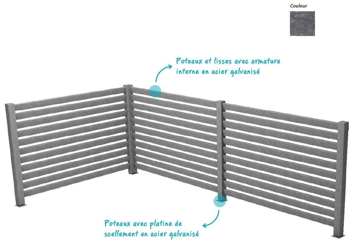 Cache-conteneur Cèdre (photo non contractuelle : 8 Lames et non 11)